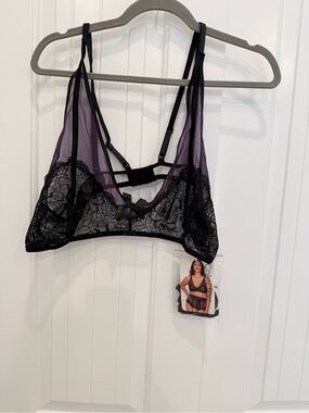 ICON Purple Mesh and Black Lace Bralette